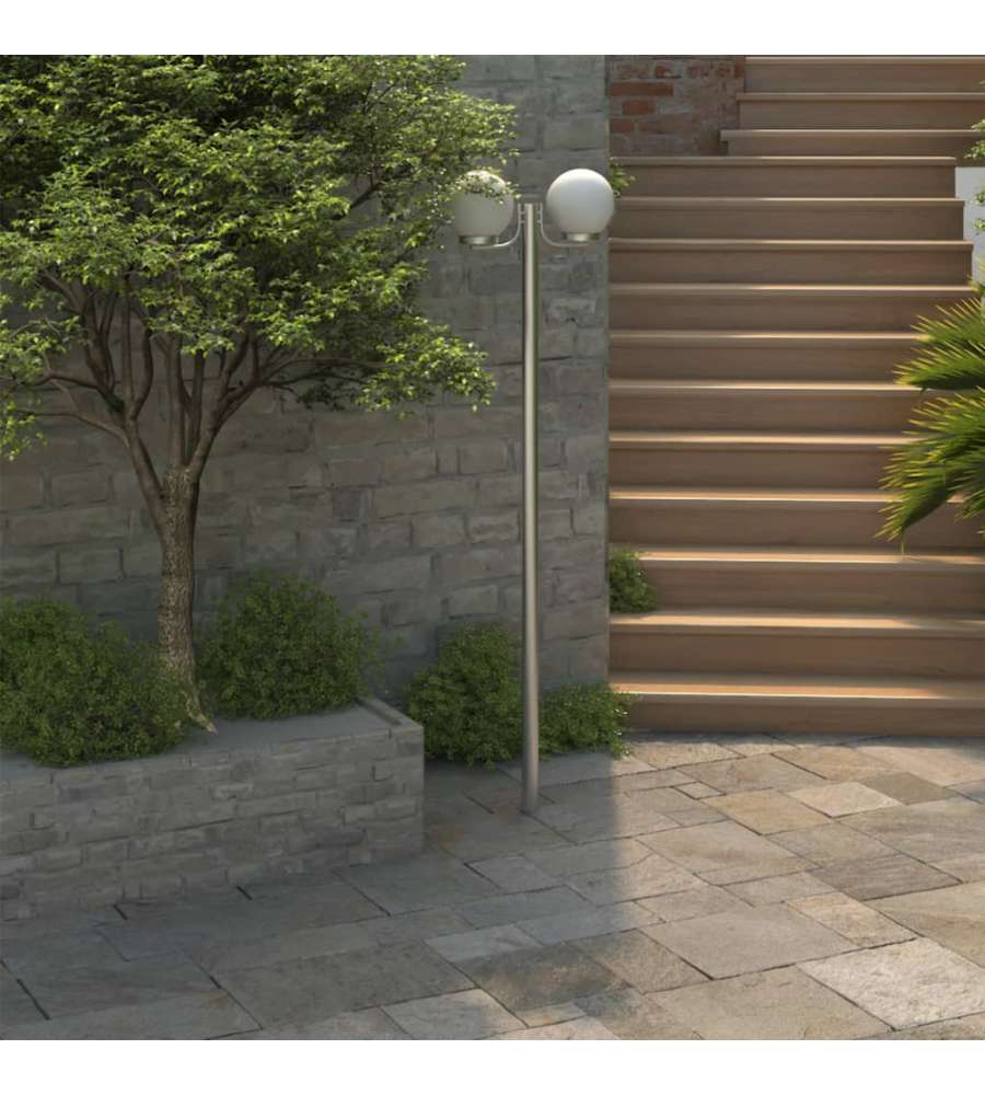 Lampione da Giardino con 2 Lampade 220 cm