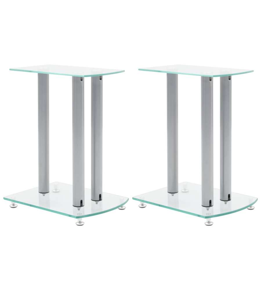 vidaXL Piedistalli per Diffusori 2 pz in Vetro Trasparente e Alluminio - Supporti per Altoparlanti Moderni - Dimensioni 36,8x26,6x46,6 cm