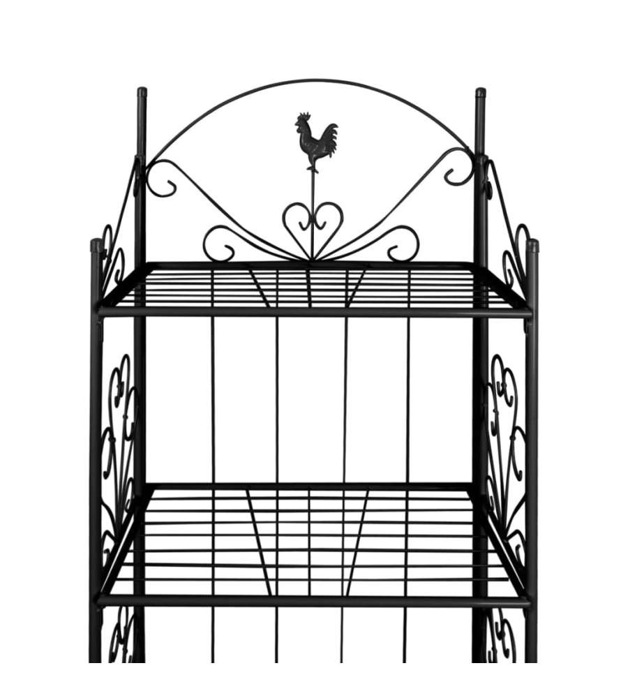 vidaXL Supporto per Piante Quadrato Nero - Portafiori 4 Livelli - 61,5x33x153 cm - Antiruggine - Design Floreale