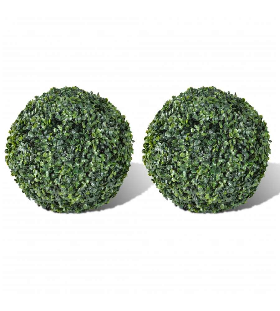 Sfere di Bosso 2 pz Arte Topiaria con Foglie 27 cm