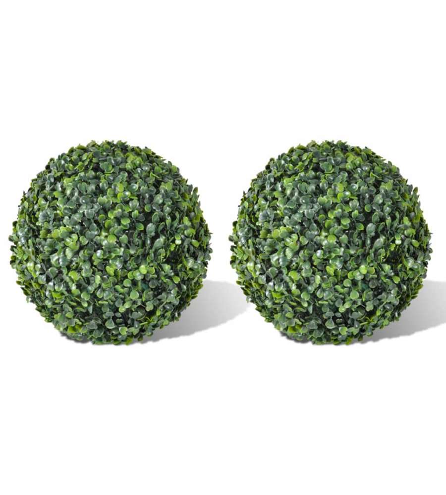 Sfere di Bosso 2 pz Arte Topiaria con Foglie 35 cm