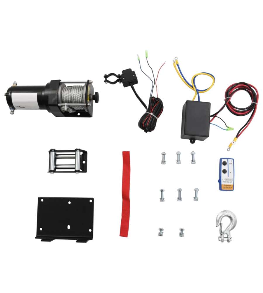 Verricello Elettrico 12 V 1360 kg Piastra Rullo Telecomando