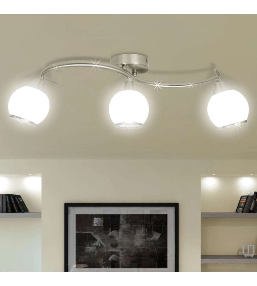 Lampada Soffitto Paralumi Vetro Tubi a Onda per 3 Lampadine E14