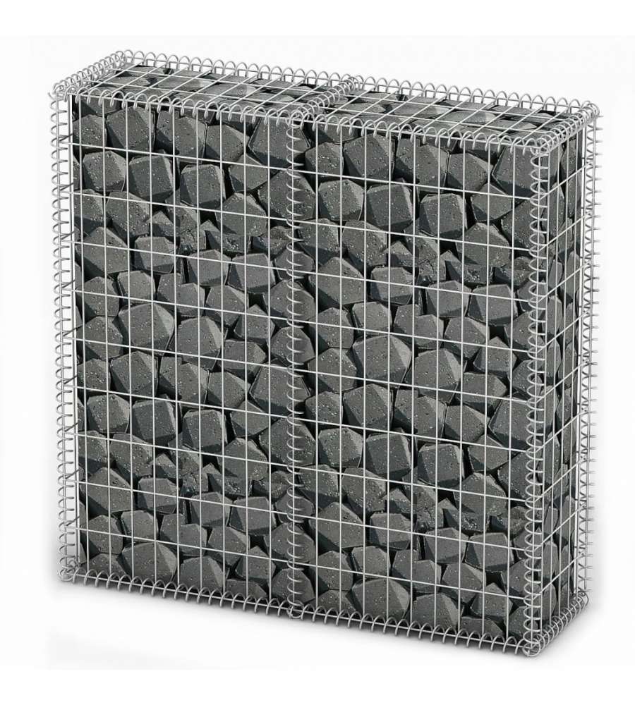Cesto Gabbione con Coperchio in Filo Zincato 100 x 100 x 30 cm
