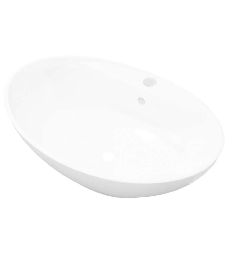 Lavabo Ceramica Lusso Ovale Foro di Scarico e Foro Rubinetto