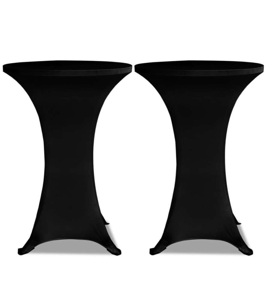Copritavolo 80 cm Nero Tessuto elasticizzato 2 pezzi