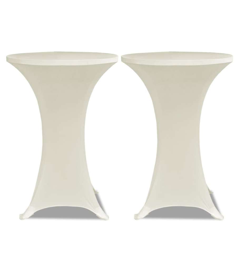 Copritavolo 80 cm Crema Tessuto elasticizzato 2 pezzi