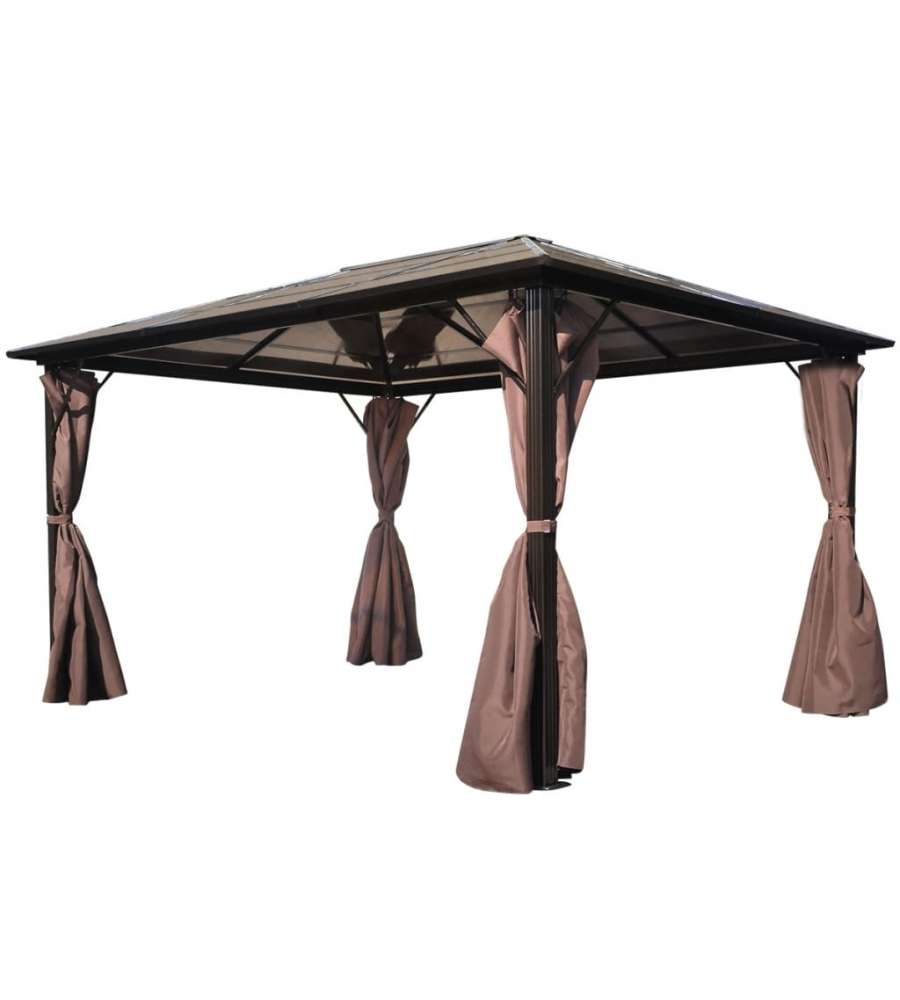 Gazebo con Tenda Marrone in Alluminio 400x300 cm