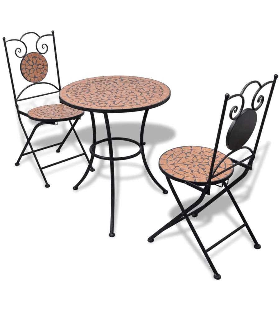 Set da Bistrot 3 pz in Piastrelle di Ceramica Terracotta