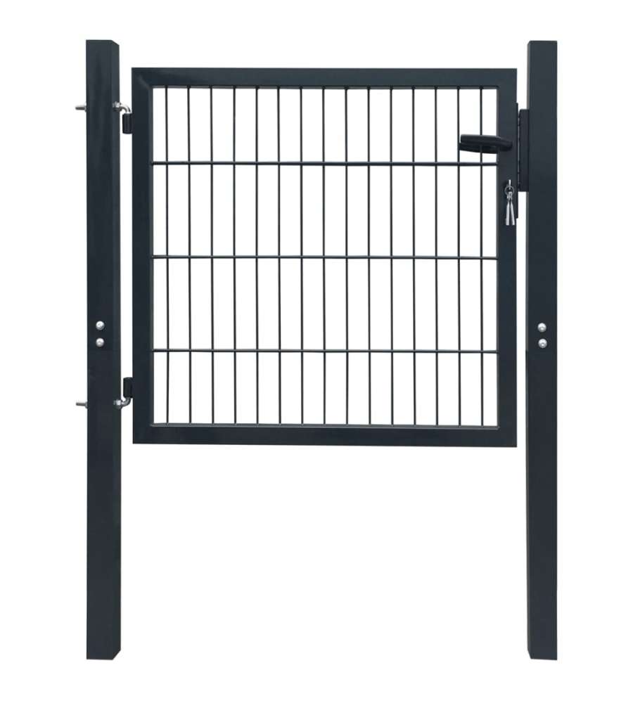 Cancello da Giardino 2D (Singolo) Grigio Antracite 106 x 130 cm
