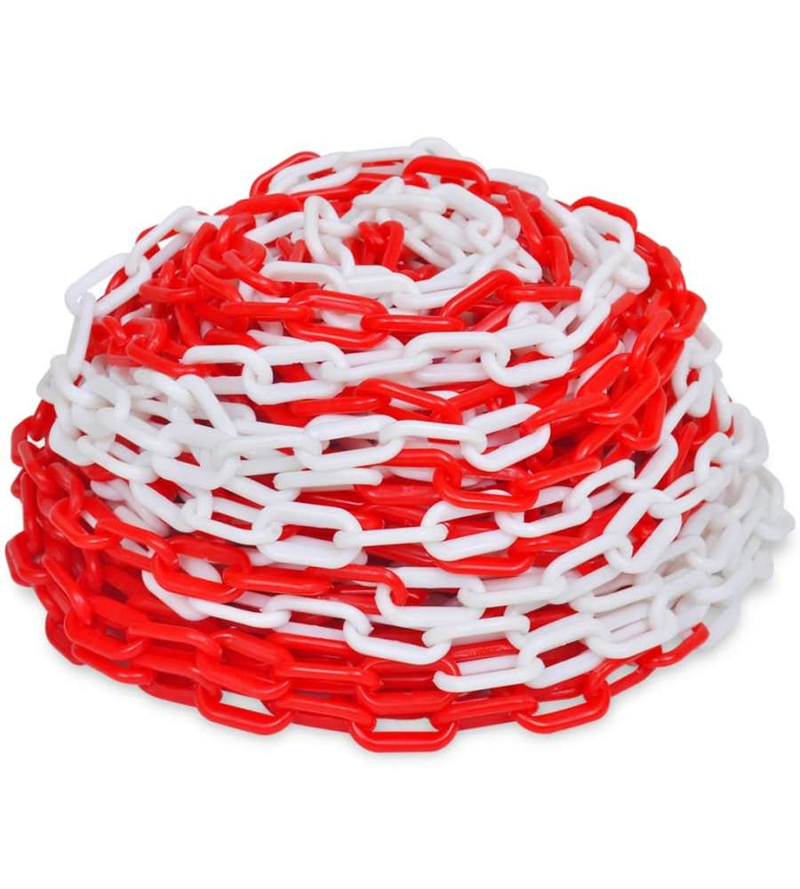 Catena Segnaletica Rossa e Bianca 30 m Ø4 mm in Plastica