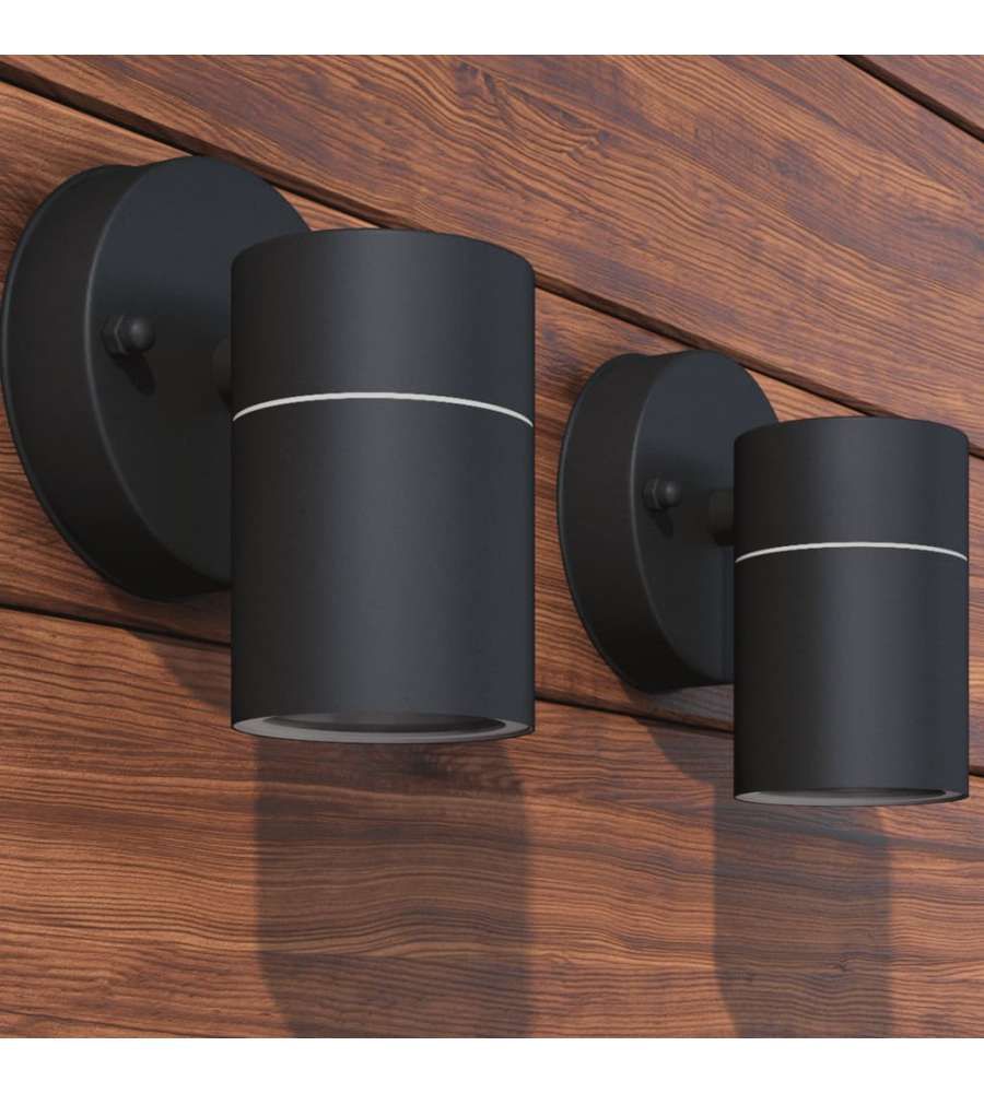 Lampada LED da Parete 2 pz Acciaio Inox Proiezione Basso 42416