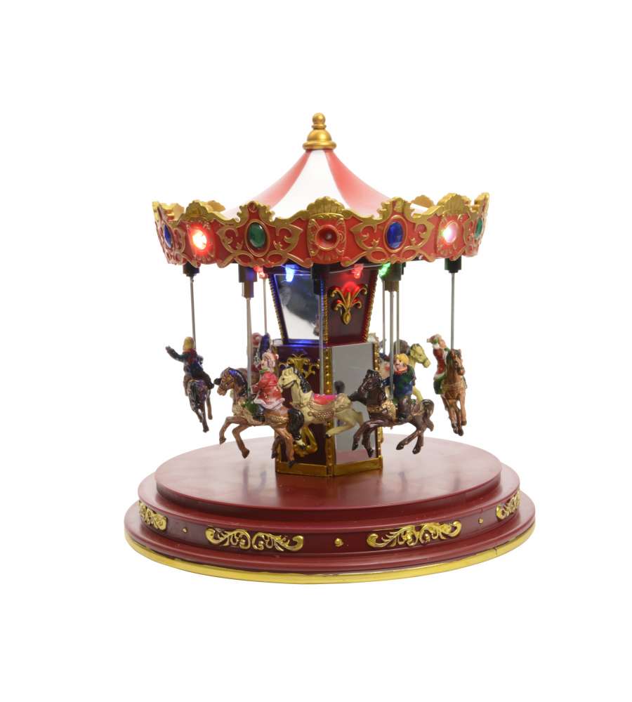 Giostra Carosello con Luci LED 24x24x25 cm per Presepe