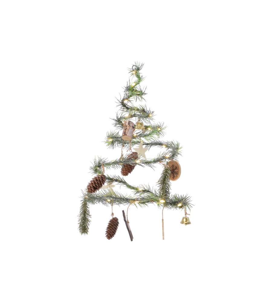 Albero a spirale con luci e decorazioni