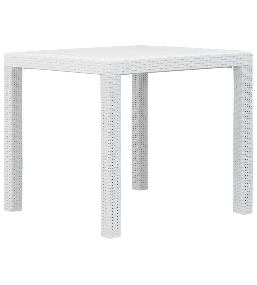 Tavolo Da Giardino Bianco 79x79x72 Cm In Plastica Stile Rattan