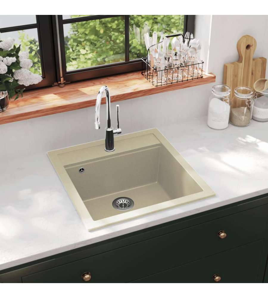 Lavello da Cucina in Granito Vasca Singola Beige