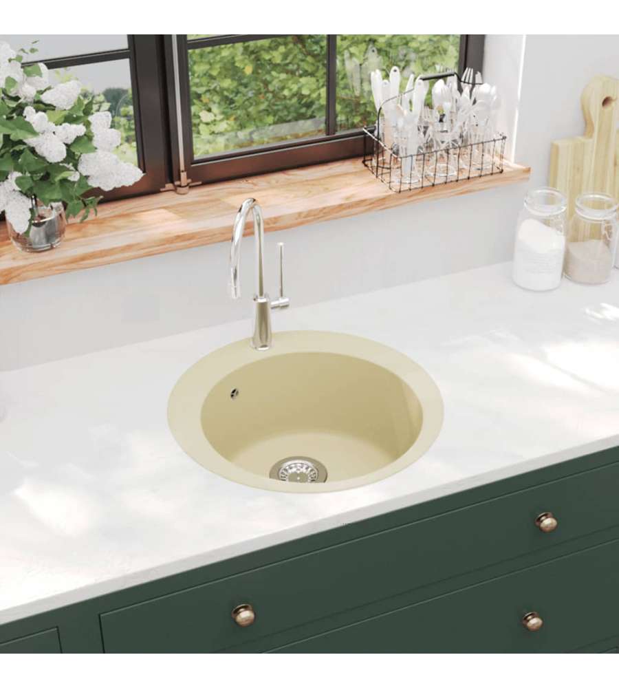 Lavello da Cucina in Granito Vasca Singola Tonda Beige