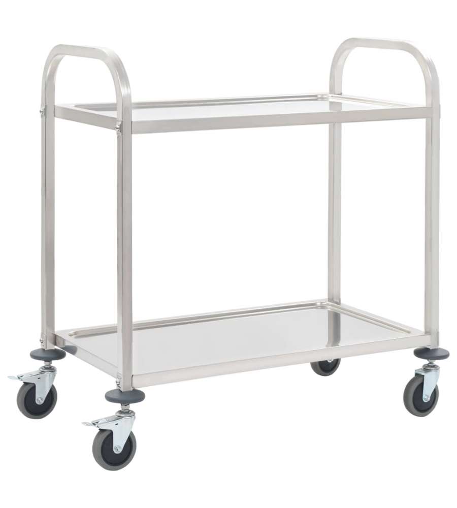 Carrello Da Cucina A 2 Livelli 95x45x83, 5 Cm In Acciaio Inox