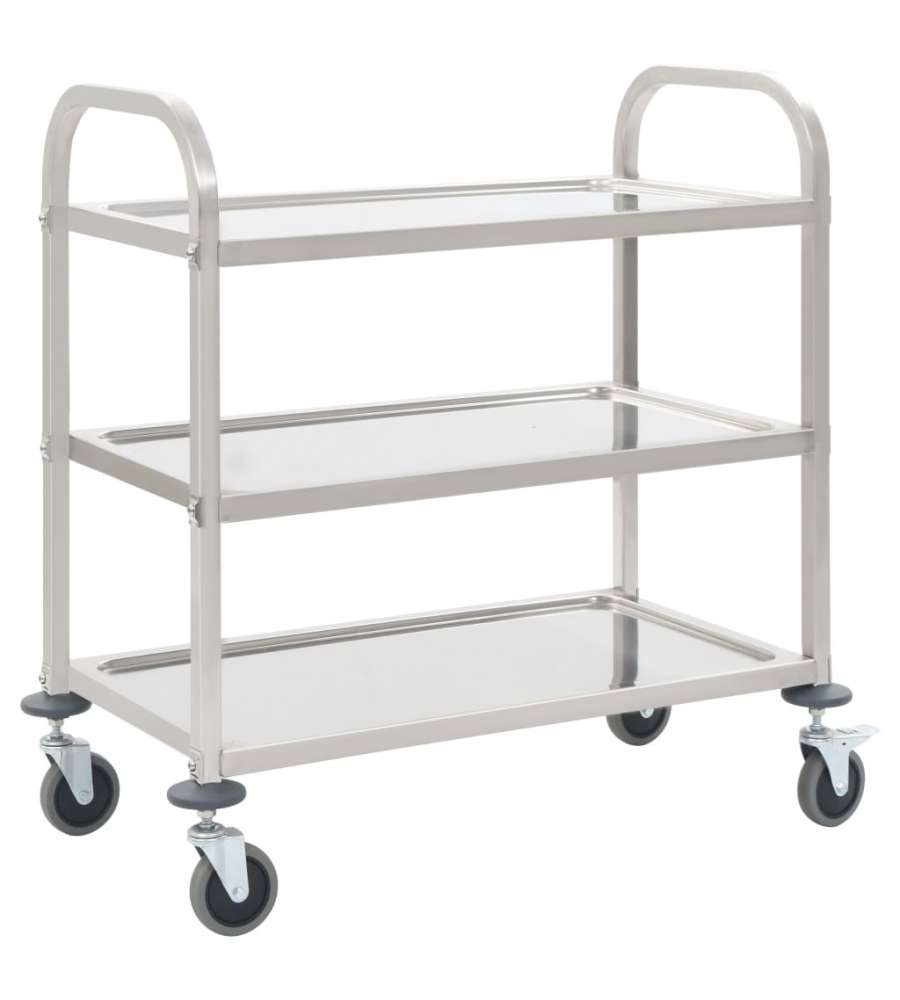 Carrello Da Cucina A 3 Livelli 96, 5x55x90 Cm In Acciaio Inox