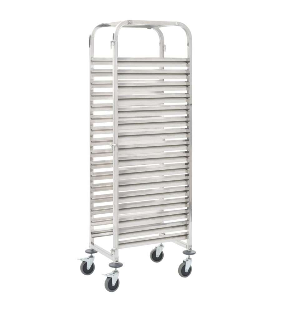 Carrello da Cucina per 16 Vassoi 38x55x163 cm in Acciaio Inox