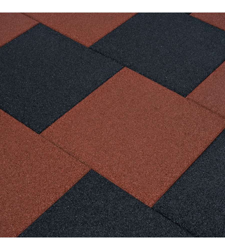 Piastrelle Anticaduta 12 pz in Gomma 50x50x3 cm Rosse