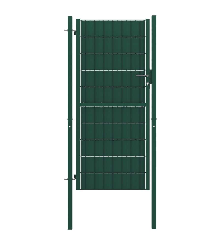 Cancello per Recinzione in PVC e Acciaio 100x124 cm Verde