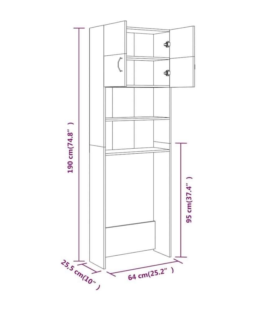 Mobile Per Lavatrice Bianco 64x25, 5x190 Cm