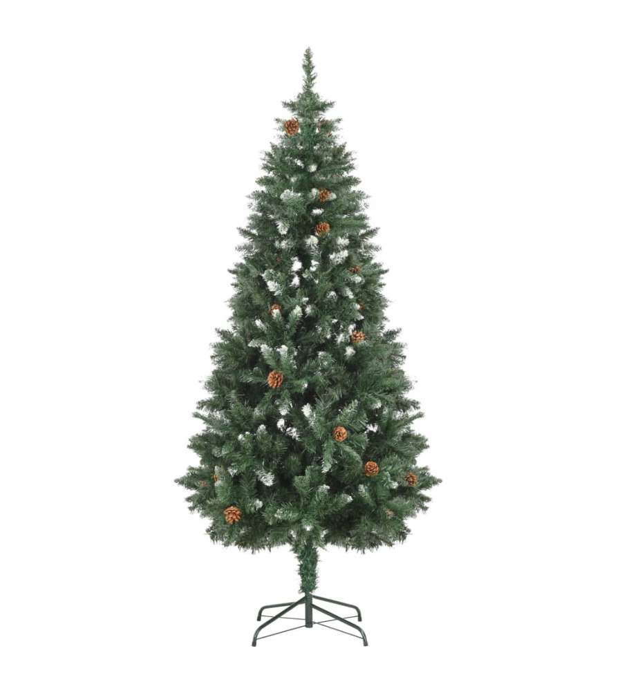Albero di Natale Artificiale Pigne e Brillantini Bianchi 180 cm