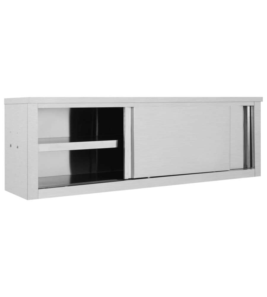 Armadio da Cucina ad Ante Scorrevoli 150x40x50cm Acciaio Inox