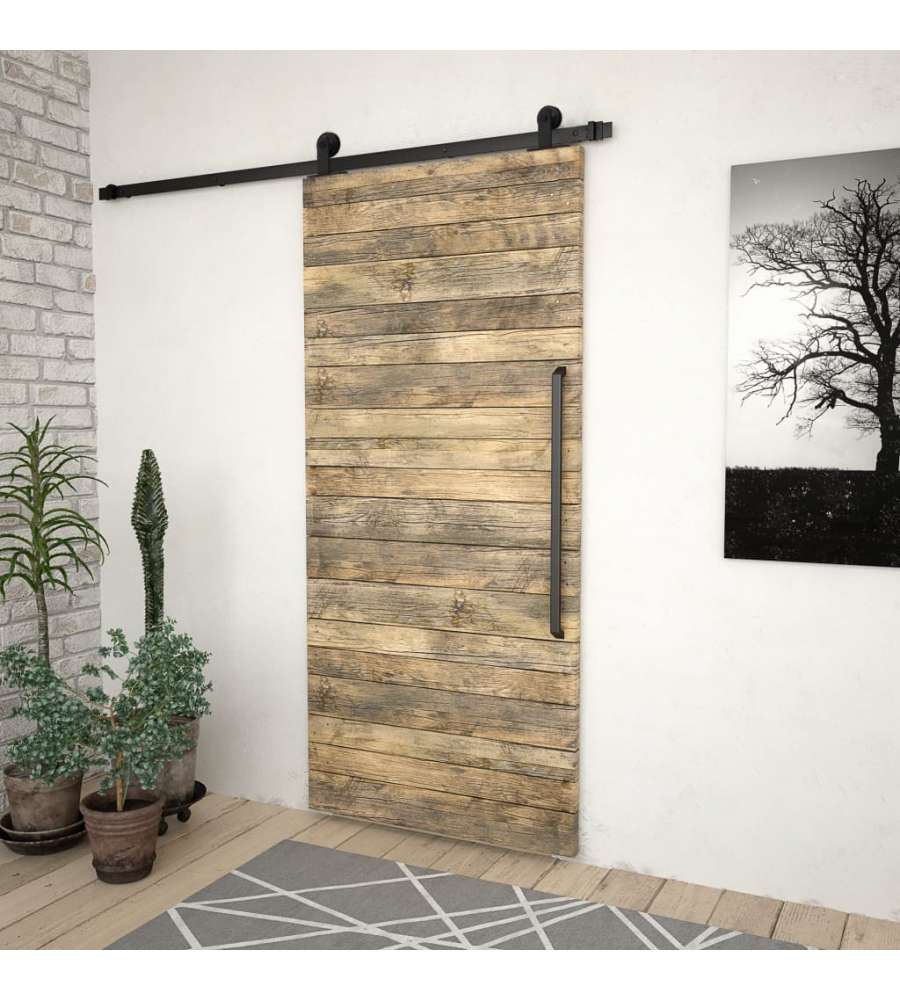 Binario per Porta Scorrevole 183cm Kit Porta Scorrevole Nera per 1 Porte  Scorrevoli Interno Esterno Muro 91cm Larga, Piccola Ruota J-forma :  : Fai da te