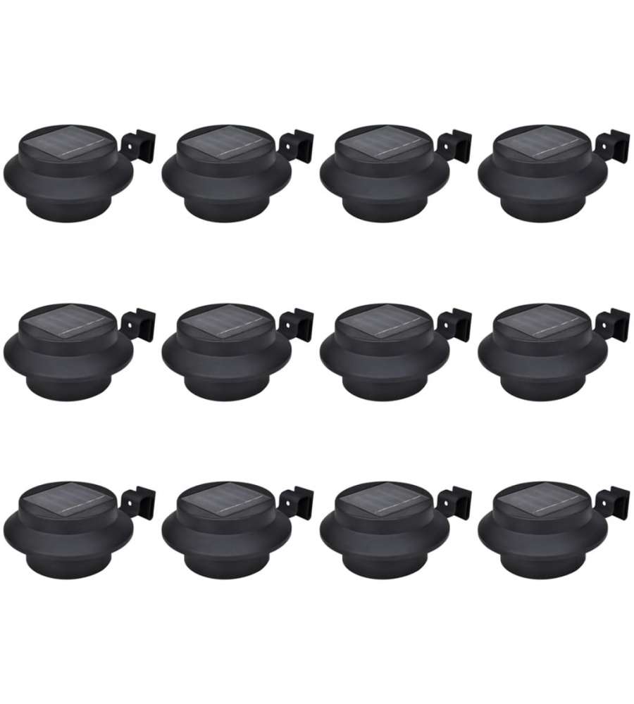 Lampade Solari per Recinzioni da Giardino 12 pz a LED Nero