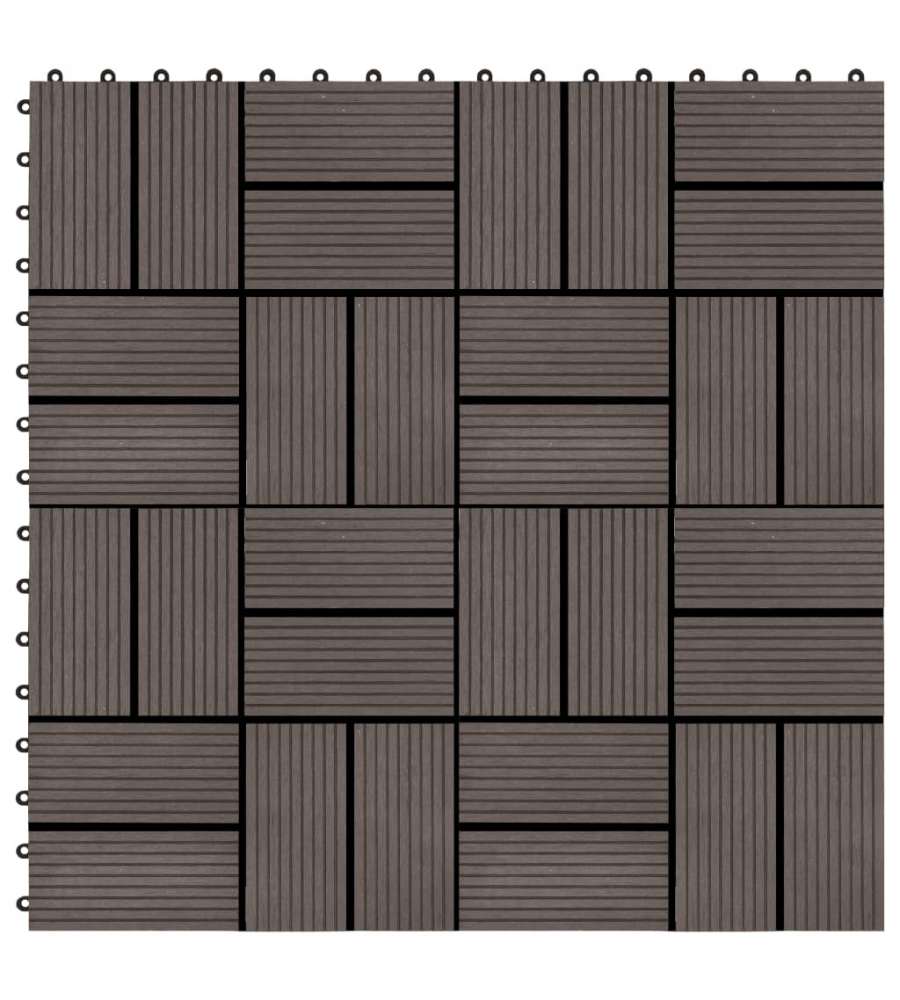 Piastrelle per Decking 22 pz 30x30cm 2mq in WPC Marrone Scuro  277810