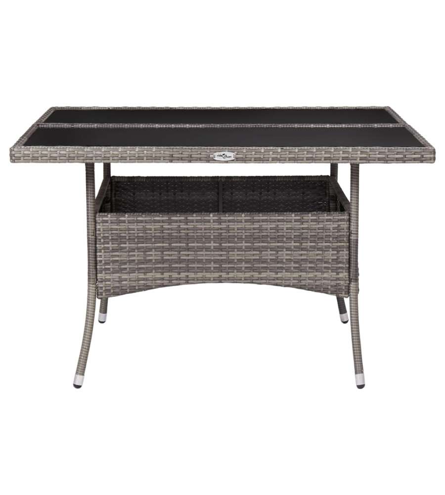 Tavolo da Pranzo per Giardino in Polyrattan Grigio e Vetro