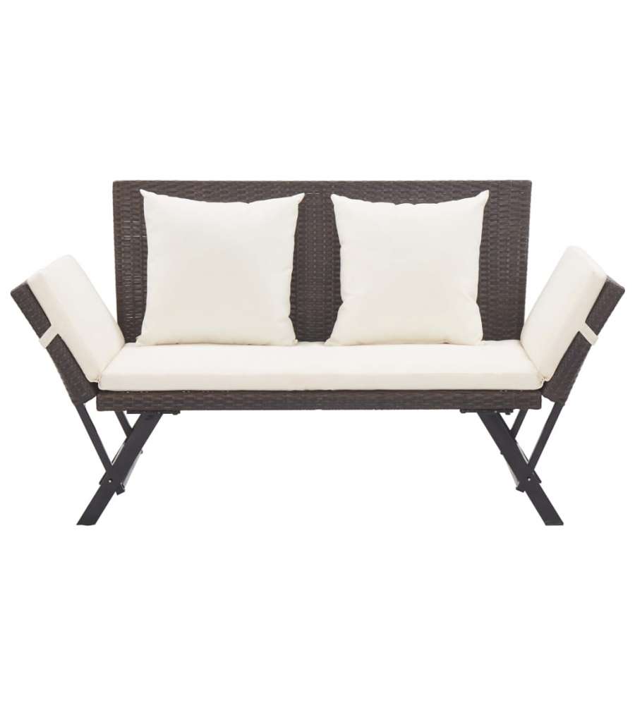 Panchina da Giardino con Cuscini 176 cm Marrone in Polyrattan