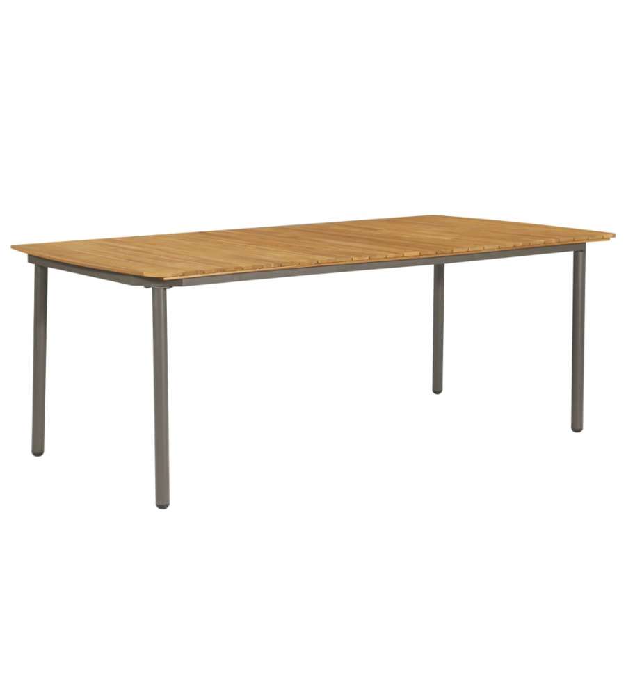 vidaXL Tavolo da Giardino in Acacia e Acciaio - Marrone - 200x100 cm