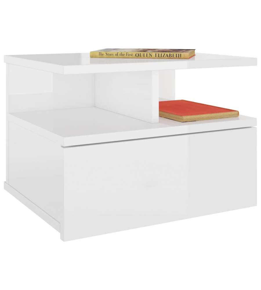 vidaXL Comodini Pensili 2 pz Bianco Lucido 40x31x27 cm in Truciolato - Design Elegante e Classico - Spazio per Riviste e Libri - Facile Montaggio