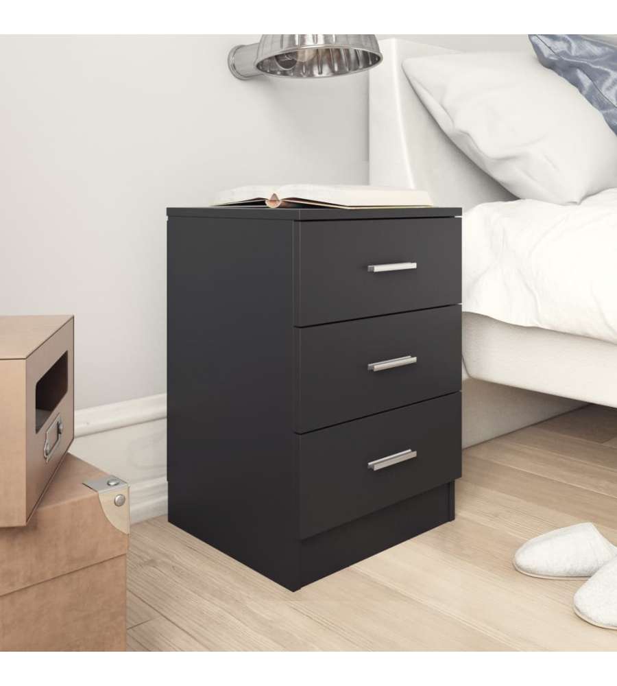 vidaXL Comodini 2 pz Nero 38x35x56 cm in Truciolato con 3 cassetti