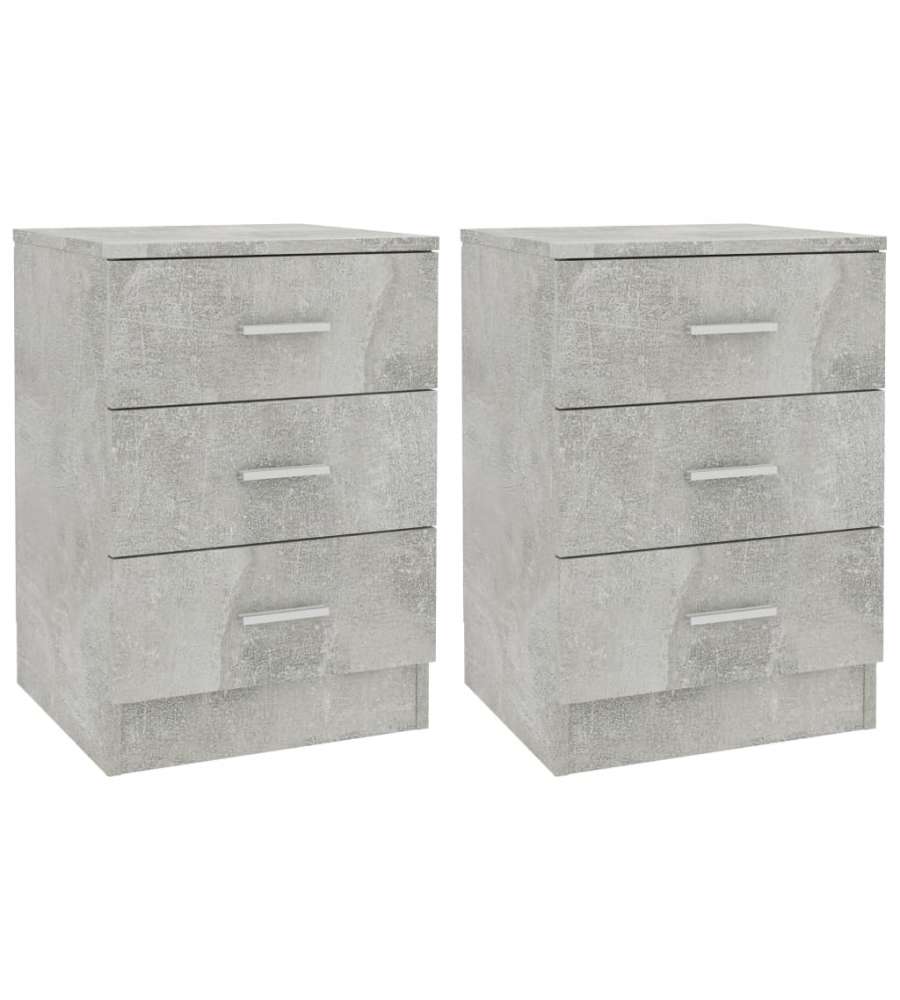 vidaXL Comodini 2 pz Grigio Cemento 38x35x56 cm in Truciolato