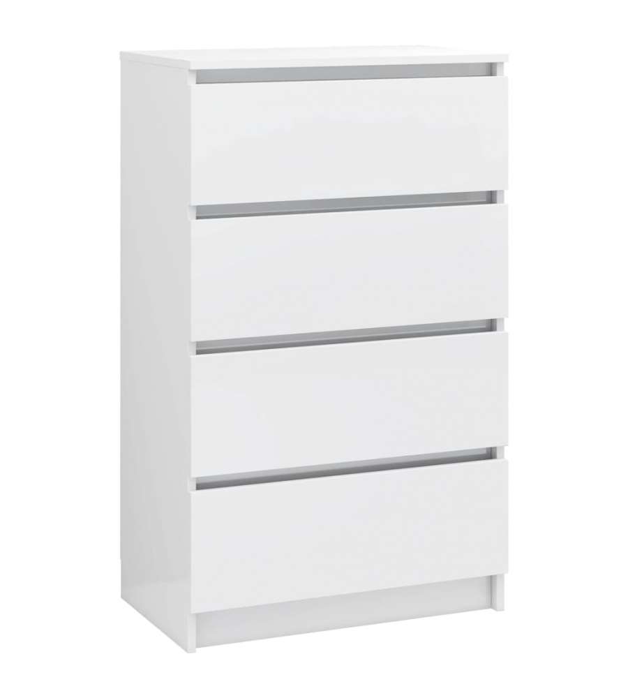 Credenza Bianco Lucido 60x35x98,5 cm in Legno Compensato