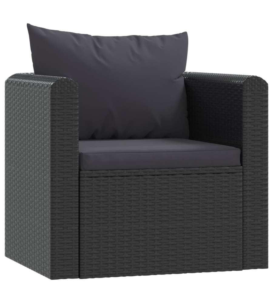 Poltrona con Cuscini in Polyrattan Nero