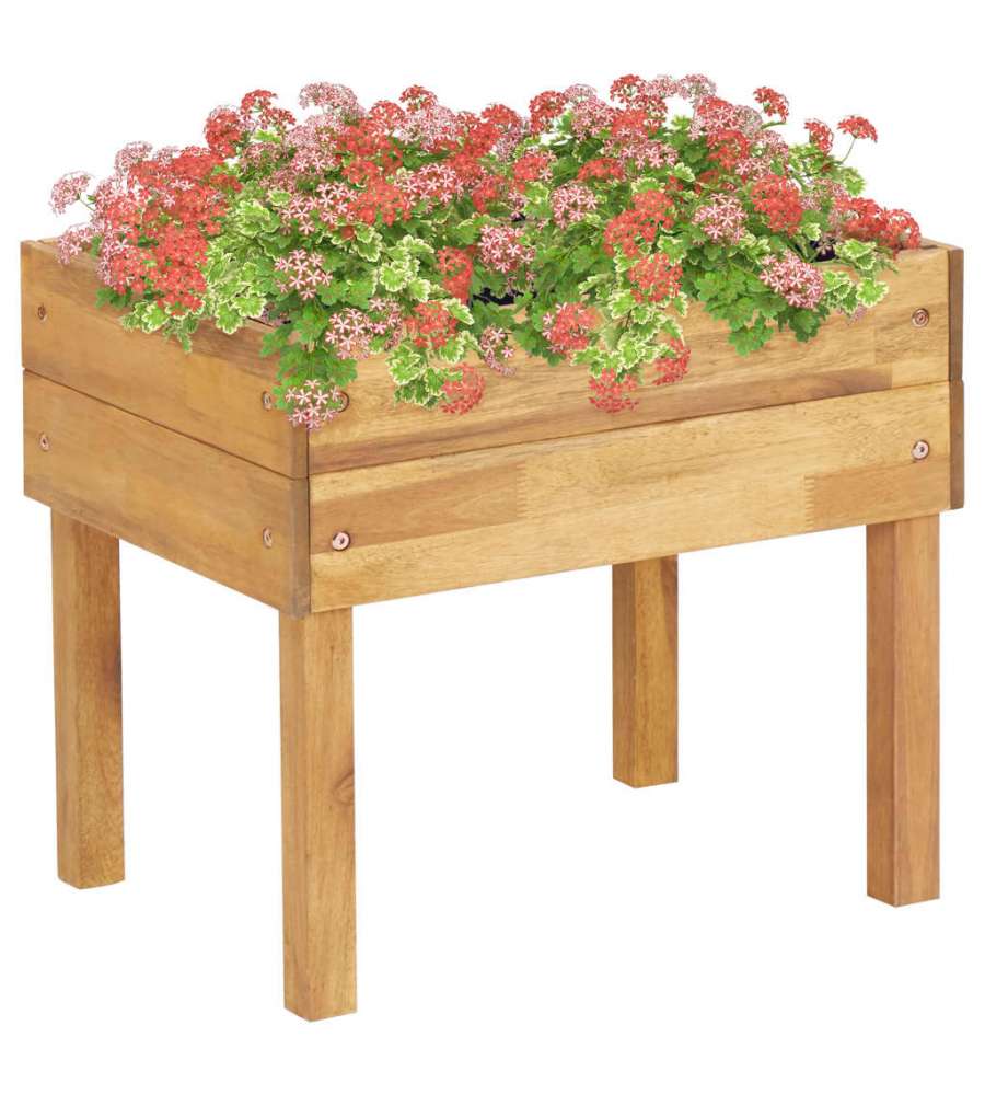 Fioriera Rialzata 50x40x45 cm in Massello di Acacia
