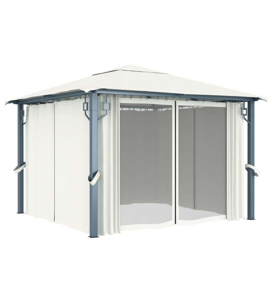 Gazebo con Tenda 300x300 cm Crema Alluminio