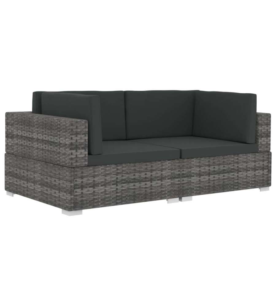 Poltrone Modulari ad Angolo con Cuscini 2 pz Polyrattan Grigio