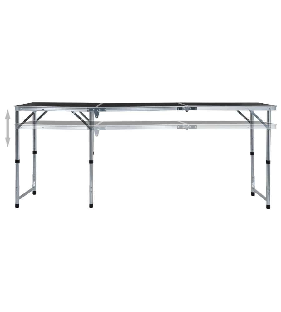 Tavolo Da Campeggio Pieghevole In Alluminio Grigio 180x60 Cm