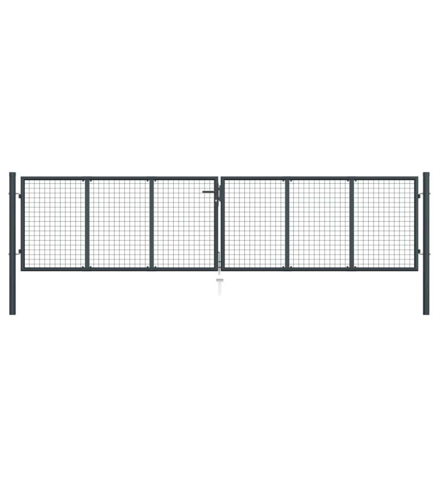 Cancello per Giardino in Acciaio Zincato 400x150 cm Grigio  145777