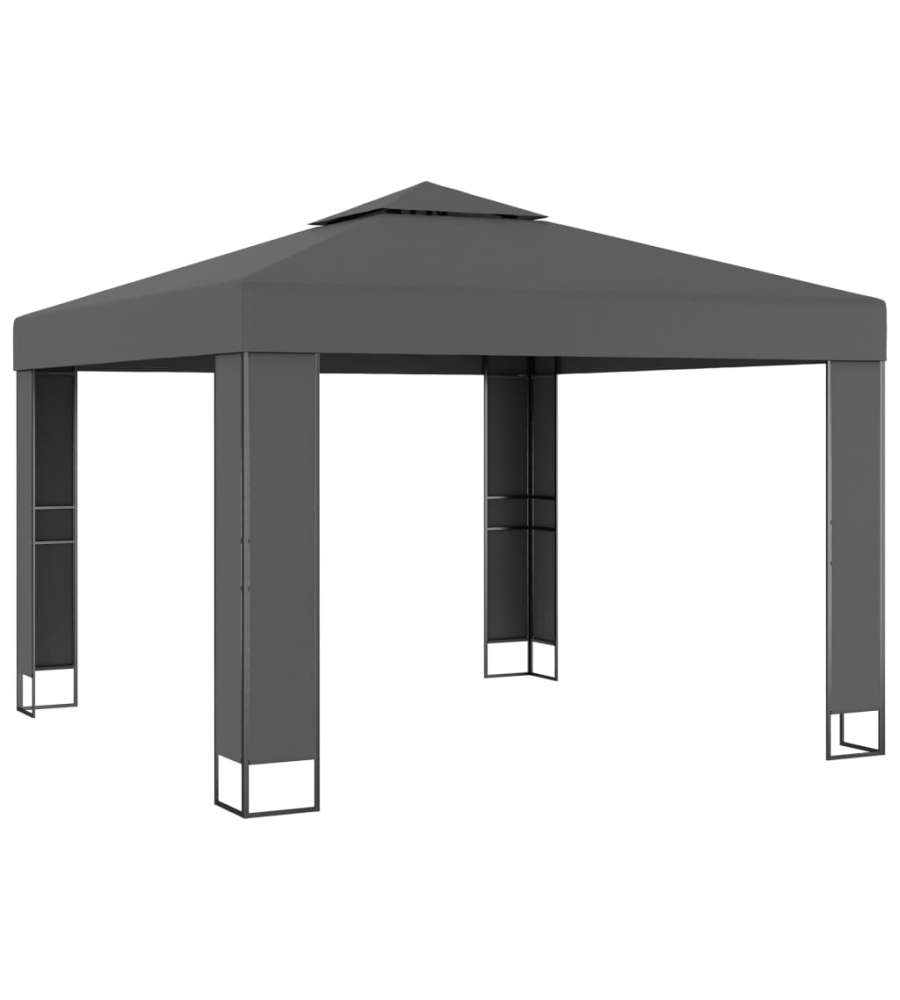 Gazebo con Tetto Doppio 3x3 m Antracite