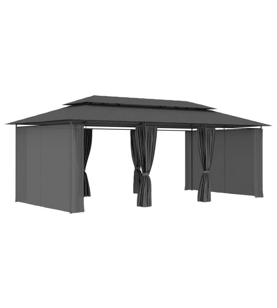 Gazebo con Tende 600x298x270 cm Antracite