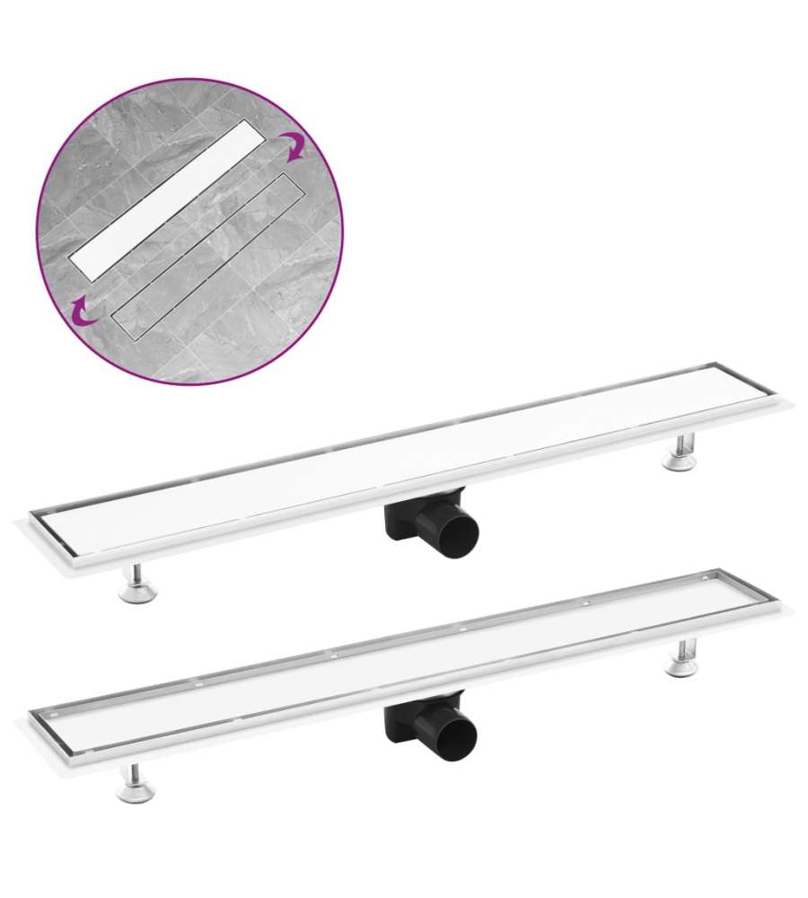 Scarico Doccia 2-in-1 con Copertura 83x14 cm in Acciaio Inox