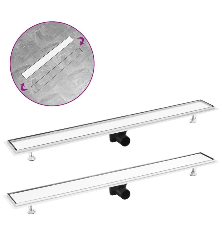 Scarico Doccia 2-in-1 con Copertura 103x14 cm in Acciaio Inox