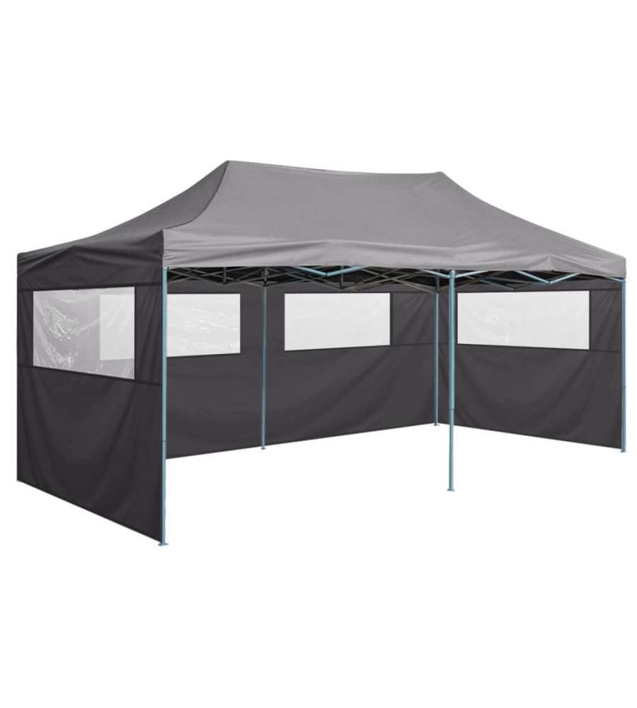Gazebo Pieghevole con 4 Pareti 3x6m Acciaio Antracite